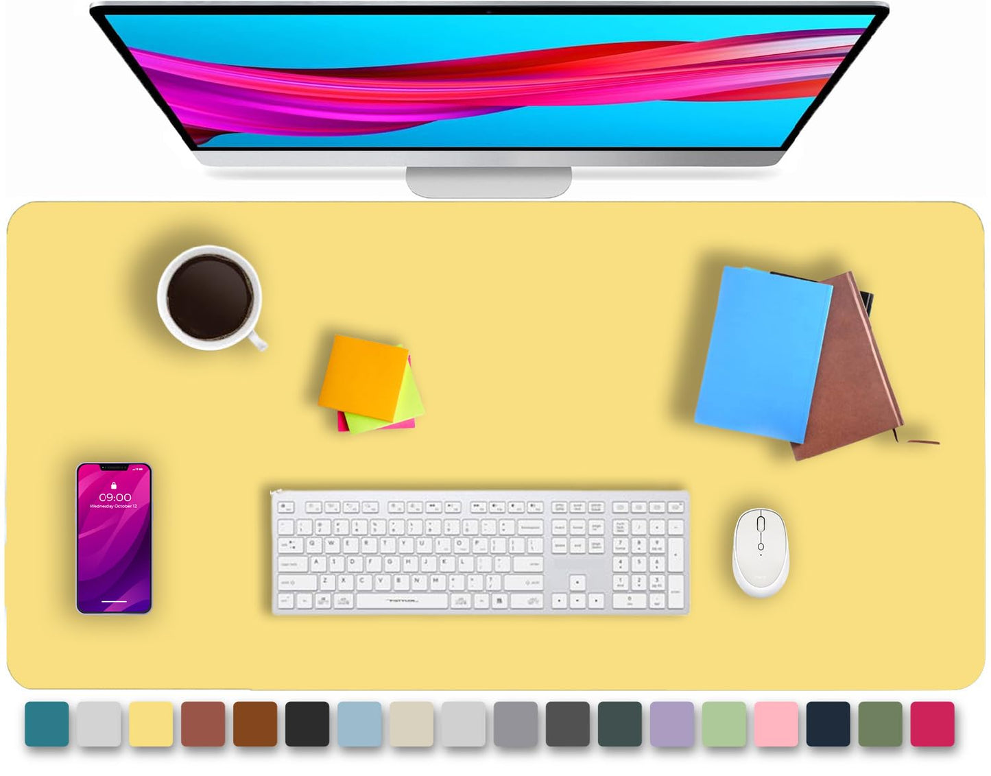 KKTECH Premium Leather Desk Mat, Water Proof, Easy Cleaning, Anti-Slip Desk Pad for Laptop, Keyboard Mat and Mouse Mats for Desk, Writing Easily