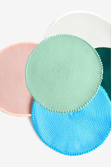 KKTECH Round Braided Placemats Set Of 4 For Dining Table, Waterproof and Washable Circle Table Mats - Non-Slip Heat-Resistant Vinyl Place Mats - 15 Inches Diameter