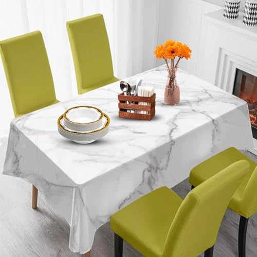 KKTECH PVC Waterproof Table Cloth - Wipe Clean Tablecloth for Indoor & Outdoor, Rectangular Table Cover - Ideal for Christmas Tablecloth for Picnic Parties (Marble, 137x180cm)