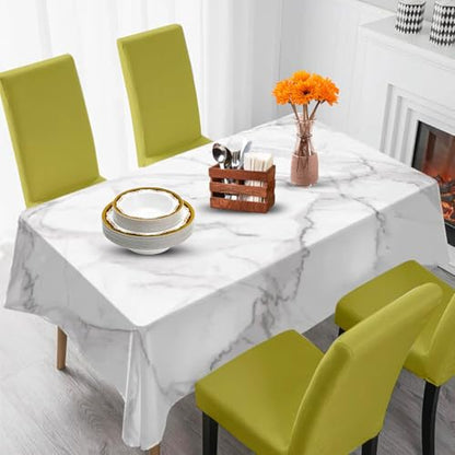 KKTECH PVC Waterproof Table Cloth - Wipe Clean Tablecloth for Indoor & Outdoor, Rectangular Table Cover - Ideal for Christmas Tablecloth for Picnic Parties (Marble, 137x180cm)