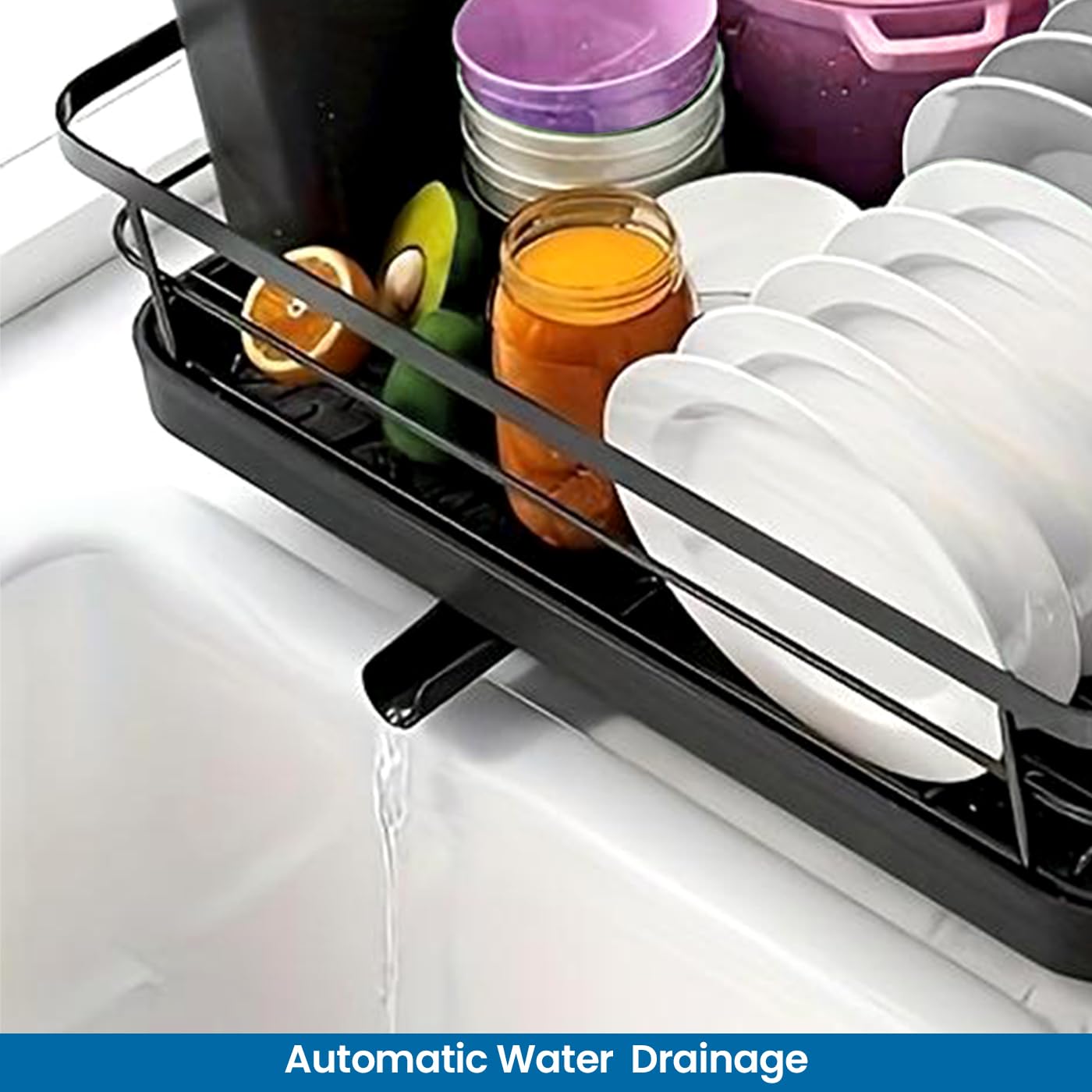KKTECH Stainless Steel Dish Drainer: Compact Kitchen Drying Rack with Cutlery Holder, Space-Saving Dish Rack for Kitchen Counter, Durable and Versatile, Ideal for Dishes, Knives, and Forks