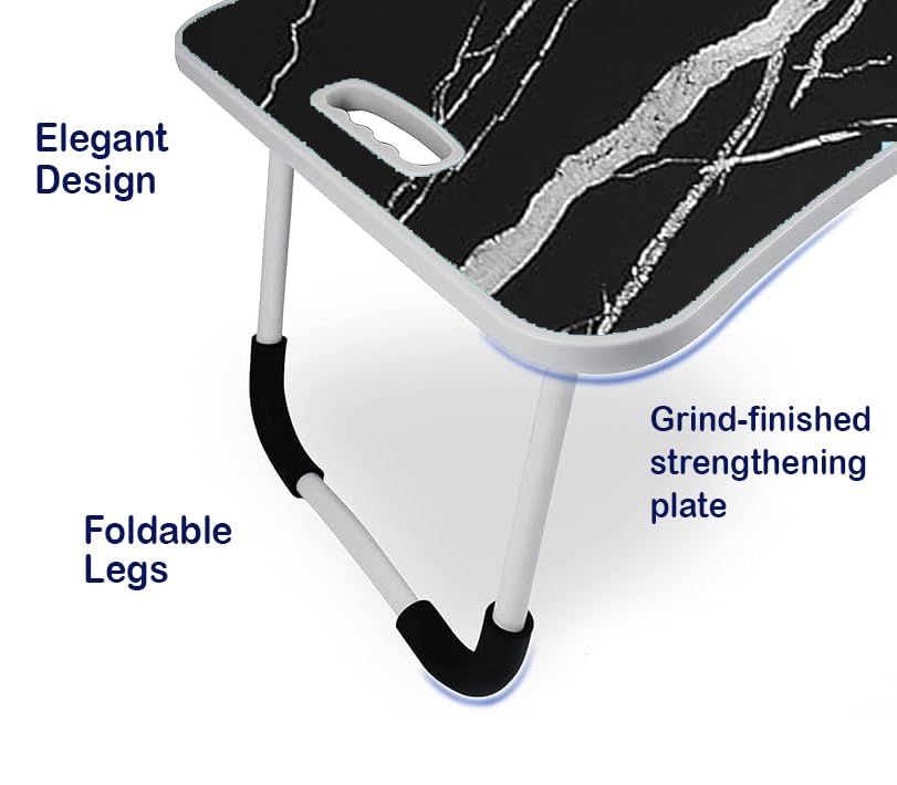 KKTECH Bed Table Tray for Eating on Lap Folding Laptop Stand for Bed Lap Standing Desk Sofa Breakfast Table Bed Tray Laptop Lap Desk with Cup Holder Notebook Stand Steel Legs 60x40x28cm