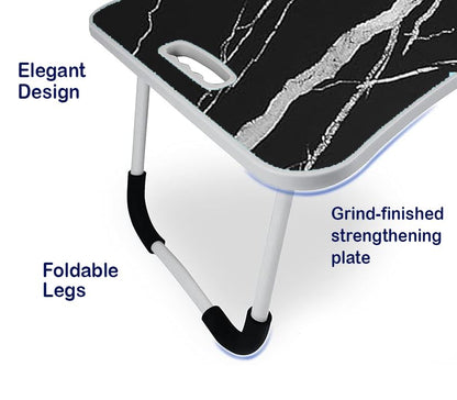 KKTECH Bed Table Tray for Eating on Lap Folding Laptop Stand for Bed Lap Standing Desk Sofa Breakfast Table Bed Tray Laptop Lap Desk with Cup Holder Notebook Stand Steel Legs 60x40x28cm