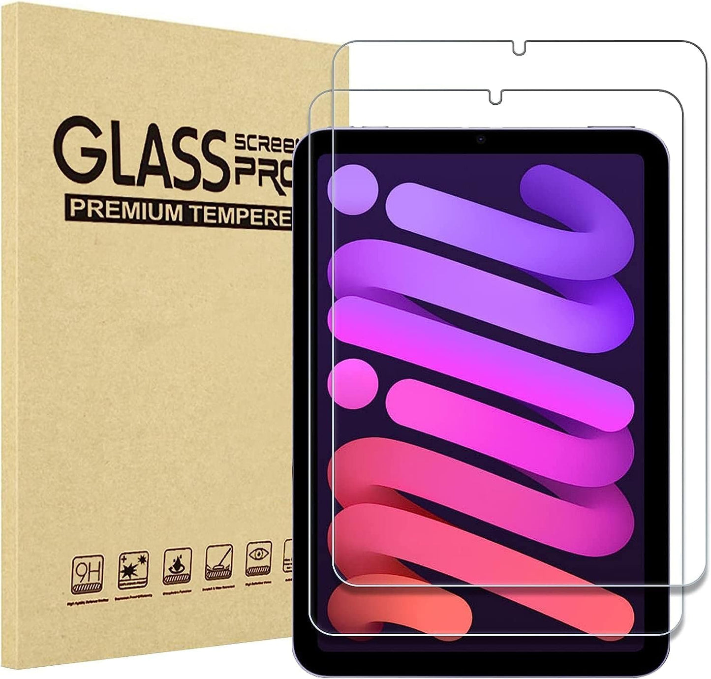KKTECH Pack of 2 Tempered Glass Screen Protector for iPad Mini 6 8.3" Inch 2021,iPad Mini 6th Generation iPad Mini 2021 [Ultra Clear] [Anti Scratch] [9H Hardness]
