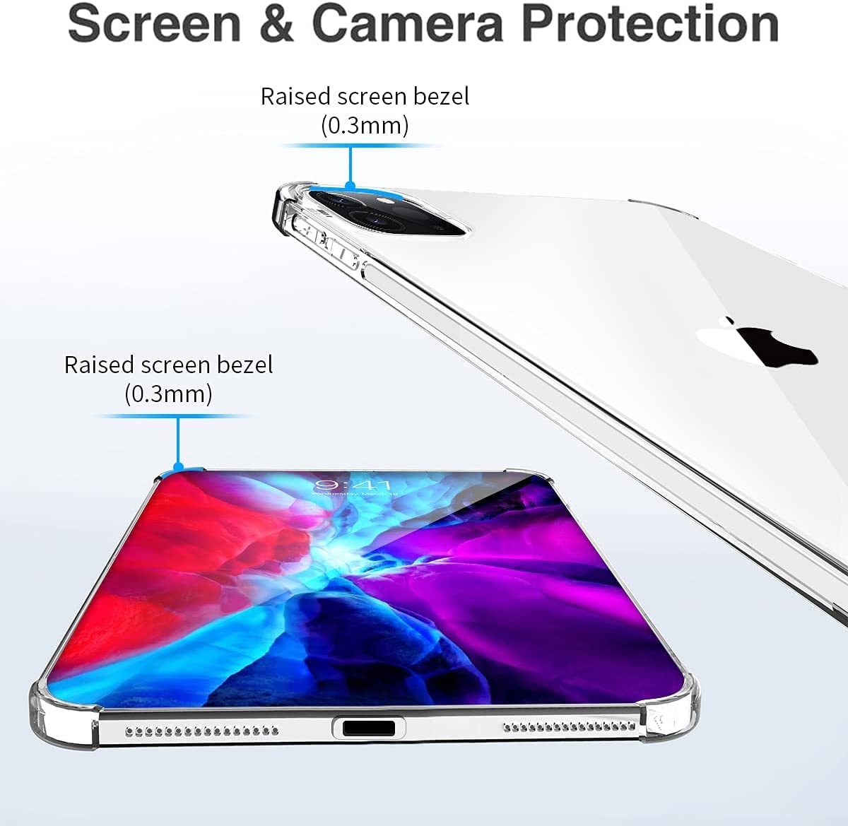 Transparent Case for iPad Pro 12.9 inch Case 2021 (5th Gen) Clear Shock Absorbing Flexible TPU Protective Cover Compatible with Pencil for iPad Pro 12.9 2021/2020