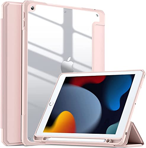 Case for iPad 9th 8th 7th Generation (2021/2020/2019) 10.2 Inch Case, Slim Lightweight Translucent Back Protective Smart Stand Case Cover, with Pencil Holder & Auto Wake/Sleep