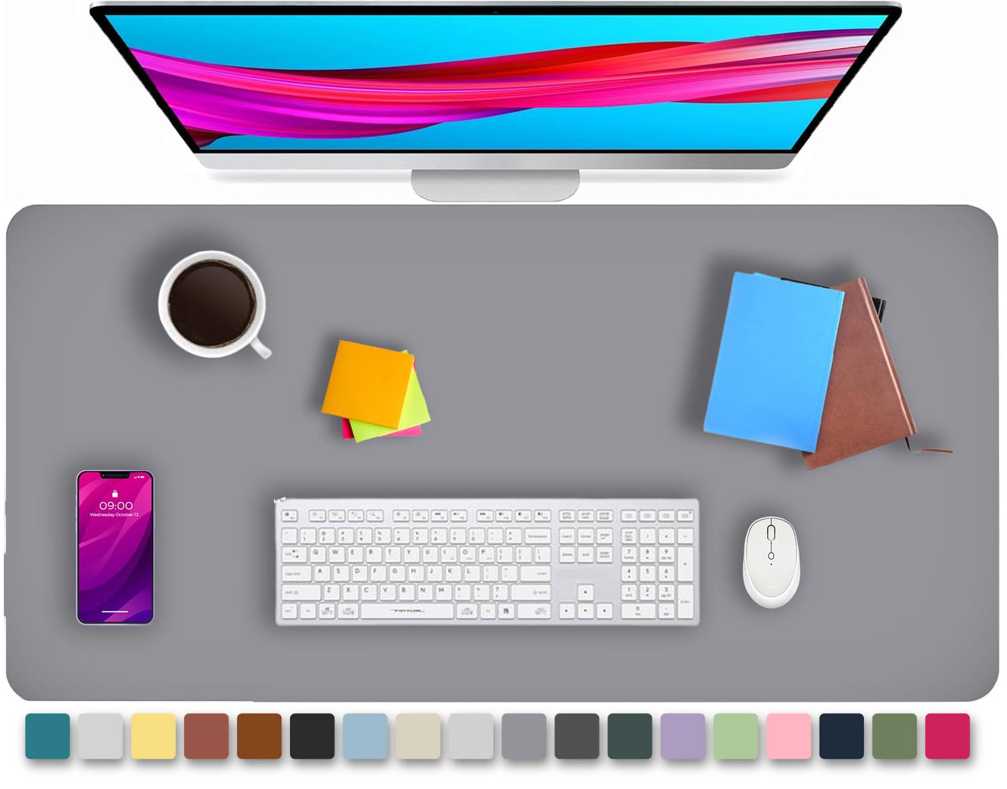 KKTECH Premium Leather Desk Mat, Water Proof, Easy Cleaning, Anti-Slip Desk Pad for Laptop, Keyboard Mat and Mouse Mats for Desk, Writing Easily