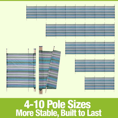 Wind Breaker – Windbreaker Camping, Wind Breaker for Beach, Heavy Duty Outdoor Windbreak Garden Privacy Screen, 10 Pole Tall Wooden Panel Shelter - 10 Pole (5ft x 20ft)