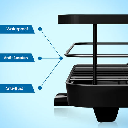 KKTECH Stainless Steel Dish Drainer: Compact Kitchen Drying Rack with Cutlery Holder, Space-Saving Dish Rack for Kitchen Counter, Durable and Versatile, Ideal for Dishes, Knives, and Forks