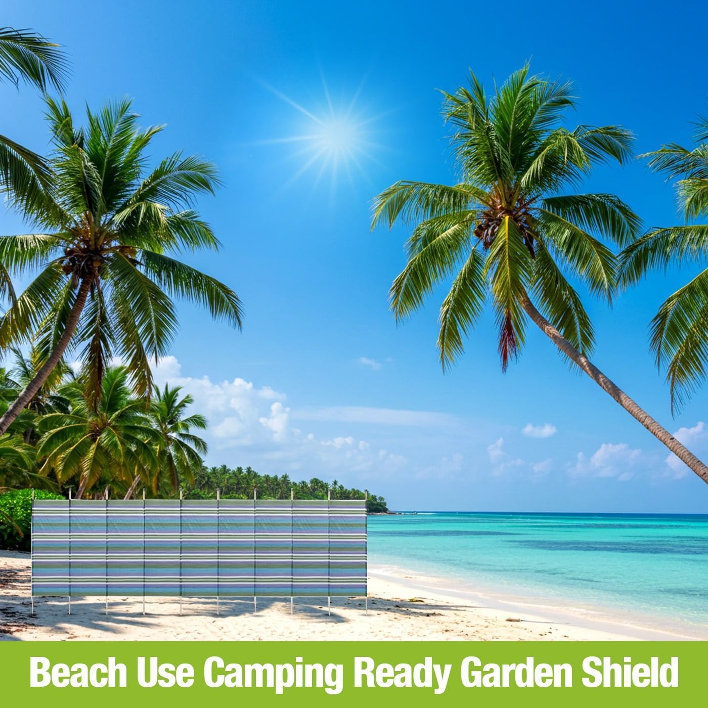 Wind Breaker – Windbreaker Camping, Wind Breaker for Beach, Heavy Duty Outdoor Windbreak Garden Privacy Screen, 10 Pole Tall Wooden Panel Shelter - 10 Pole (5ft x 20ft)