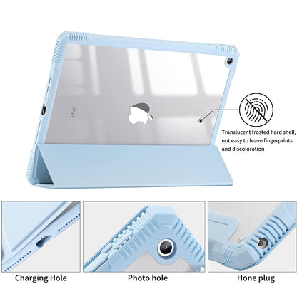 Smart Protective Case for iPad 8th/7th Generation 10.2 Inch, Shock Proof with Auto Wake/Sleep and Translucent Frosted Hard Back Cover