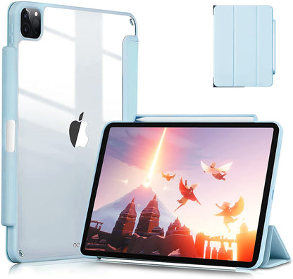 Smart Protective Case for iPad Pro 11 2020/2018, Support Apple Pencil 2, Shock Proof with Auto Wake/Sleep Function and Frosted Translucent Hard Back Cover