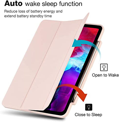 Smart Protective Case for iPad Pro 11 2020/2018, Support Apple Pencil 2, Shock Proof with Auto Wake/Sleep Function and Frosted Translucent Hard Back Cover