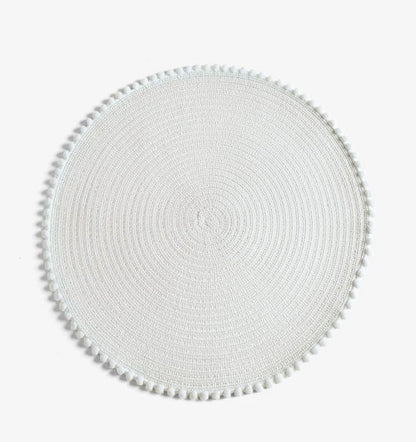 KKTECH Round Braided Placemats Set Of 4 For Dining Table, Waterproof and Washable Circle Table Mats - Non-Slip Heat-Resistant Vinyl Place Mats - 15 Inches Diameter