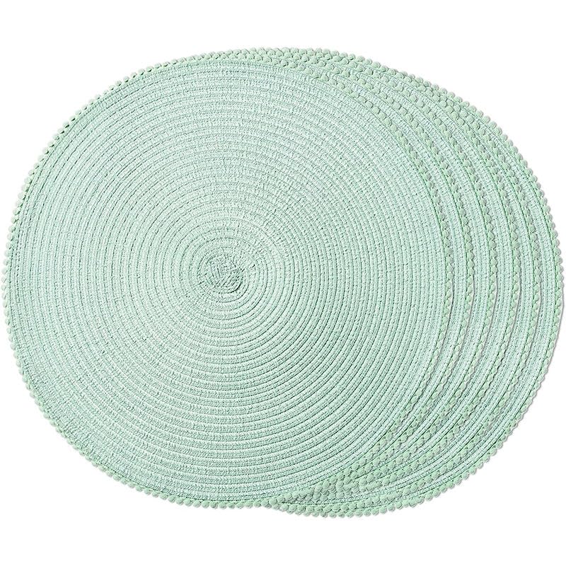 KKTECH Round Braided Placemats Set Of 4 For Dining Table, Waterproof and Washable Circle Table Mats - Non-Slip Heat-Resistant Vinyl Place Mats - 15 Inches Diameter