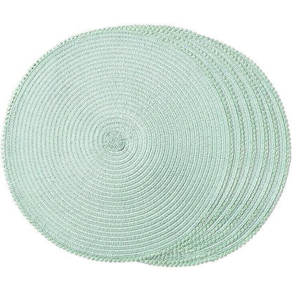 KKTECH Round Braided Placemats Set Of 4 For Dining Table, Waterproof and Washable Circle Table Mats - Non-Slip Heat-Resistant Vinyl Place Mats - 15 Inches Diameter