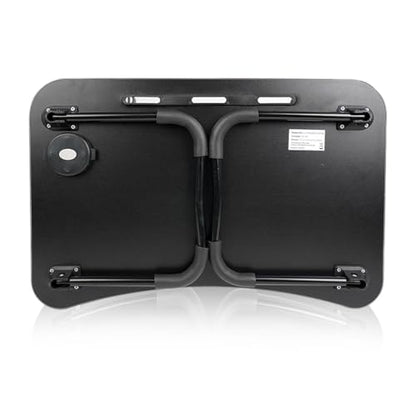 KKTECH Bed Table Tray for Eating on Lap Folding Laptop Stand for Bed Lap Standing Desk Sofa Breakfast Table Bed Tray Laptop Lap Desk with Cup Holder Notebook Stand Steel Legs 60x40x28cm