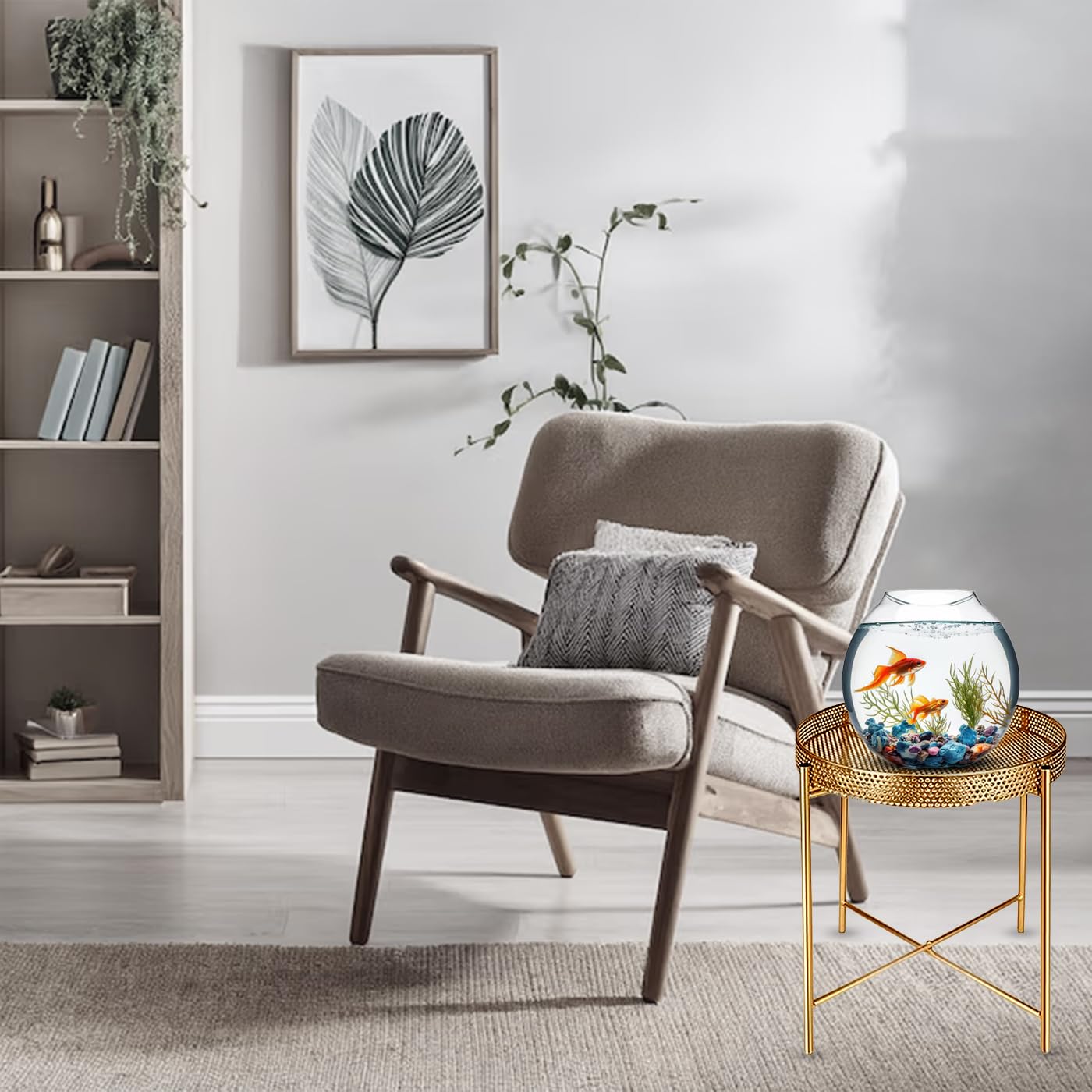 KKTECH Round Coffee Table - Elegant Side Table for Living Room, Modern Coffee Tables with Durable Finish, Stylish and Functional Design for Home Decor, Perfect Accent Piece for Any Space 47x43x43cm