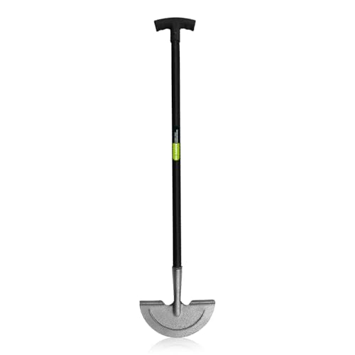 KKTECH Heavy Duty Half Moon Lawn Edger Tool – Carbon Steel Garden Edging Knife for Borders, Landscaping, Trimming, and Clean Lawn Edges - Black
