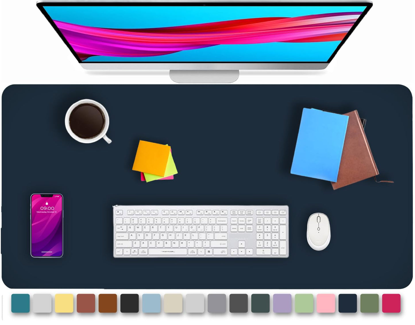 KKTECH Premium Leather Desk Mat, Water Proof, Easy Cleaning, Anti-Slip Desk Pad for Laptop, Keyboard Mat and Mouse Mats for Desk, Writing Easily