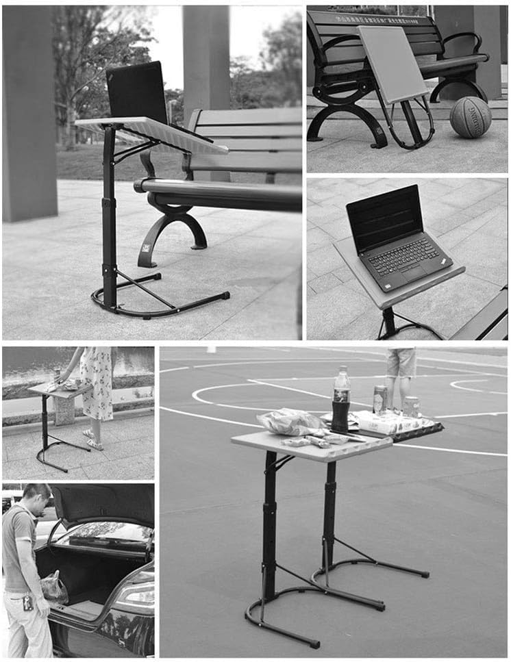 KKTECH Adjustable Table - Space-Saving Computer Table with Metal Legs, Foldable Design - Versatile Folding Tables Small for Home Office and Study, Perfect for Compact Spaces