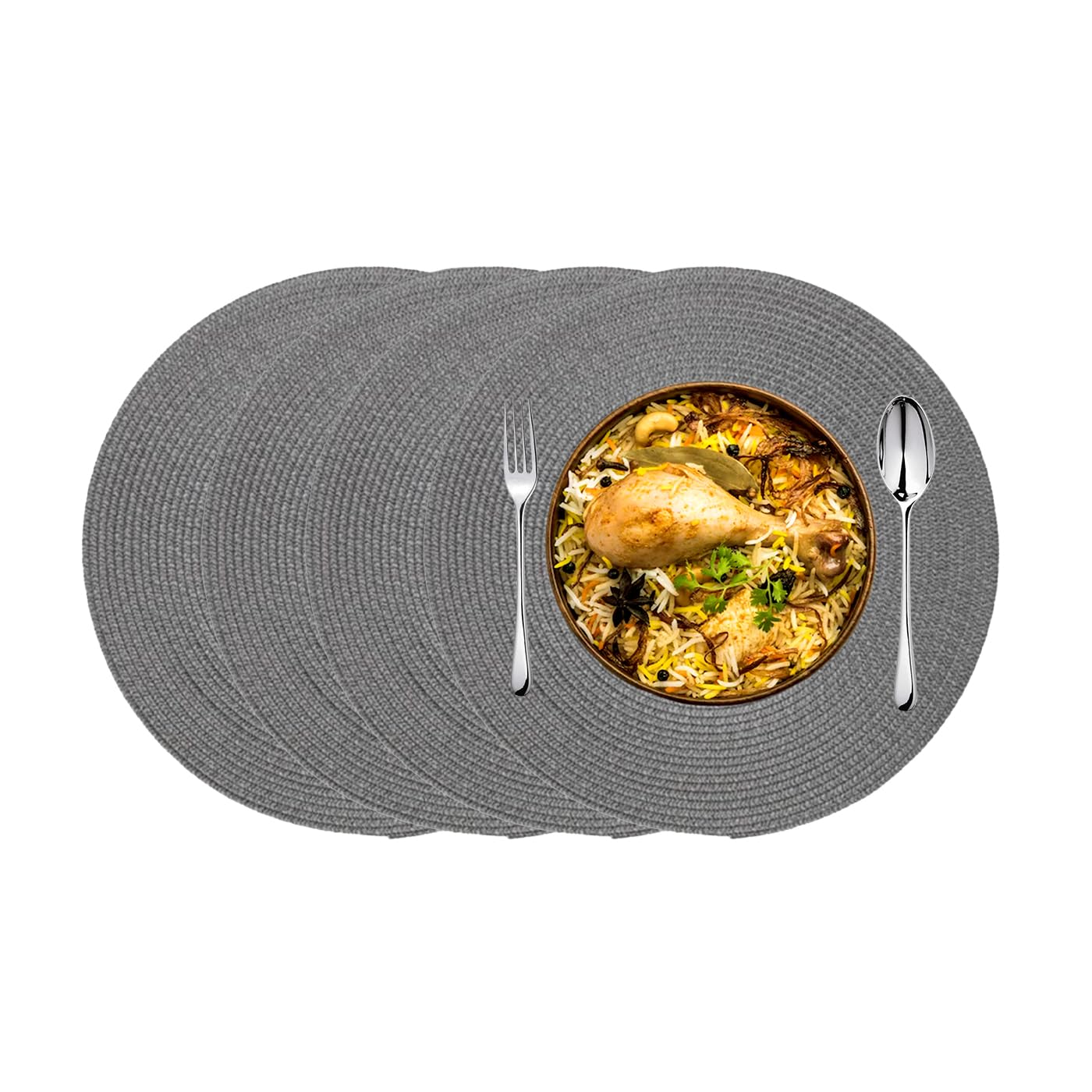 KKTECH Christmas Placemats - Set of 4 Round Place Mats for Table, Washable & Waterproof Table Mats, Heat Resistant for Home, Party, Wedding Décor, 38cm