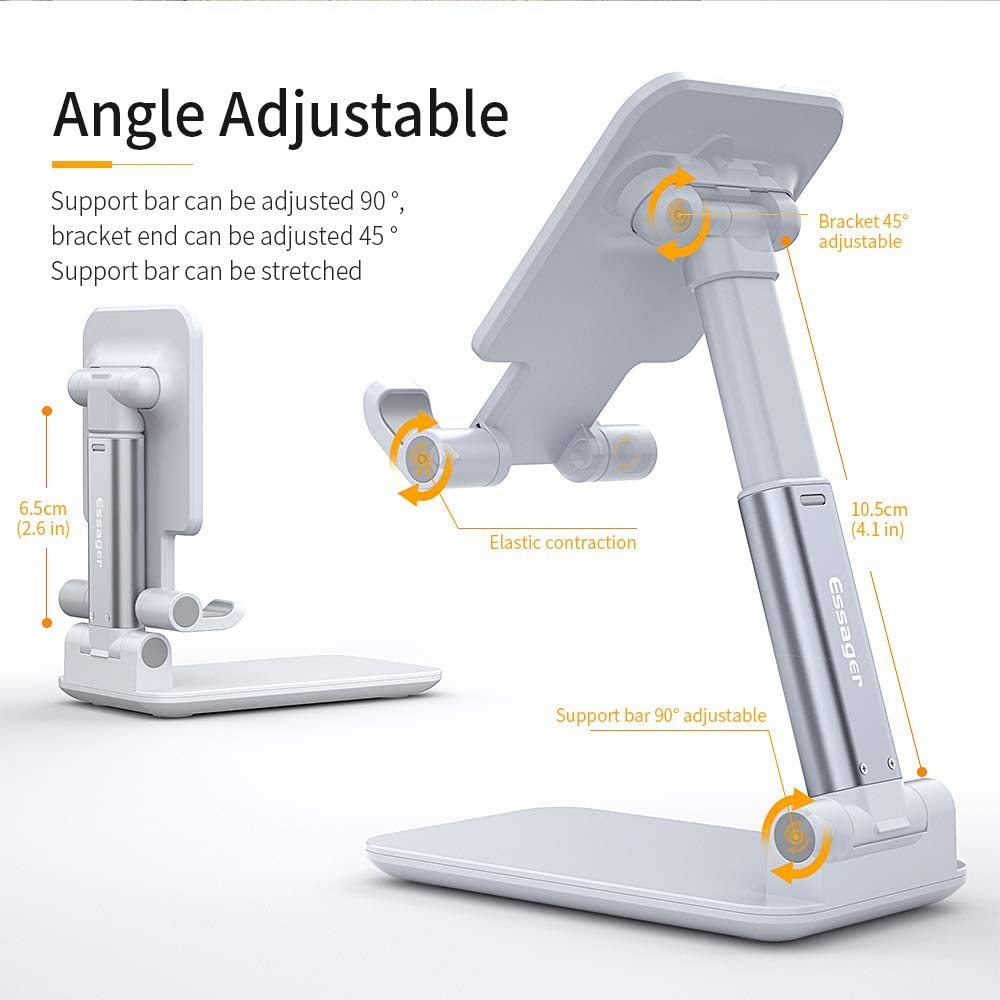 Tablet Phone Stand - Adjustable Compact Portable Stable Desktop Cradle Dock-Extendable for iPhone, Tablet etc