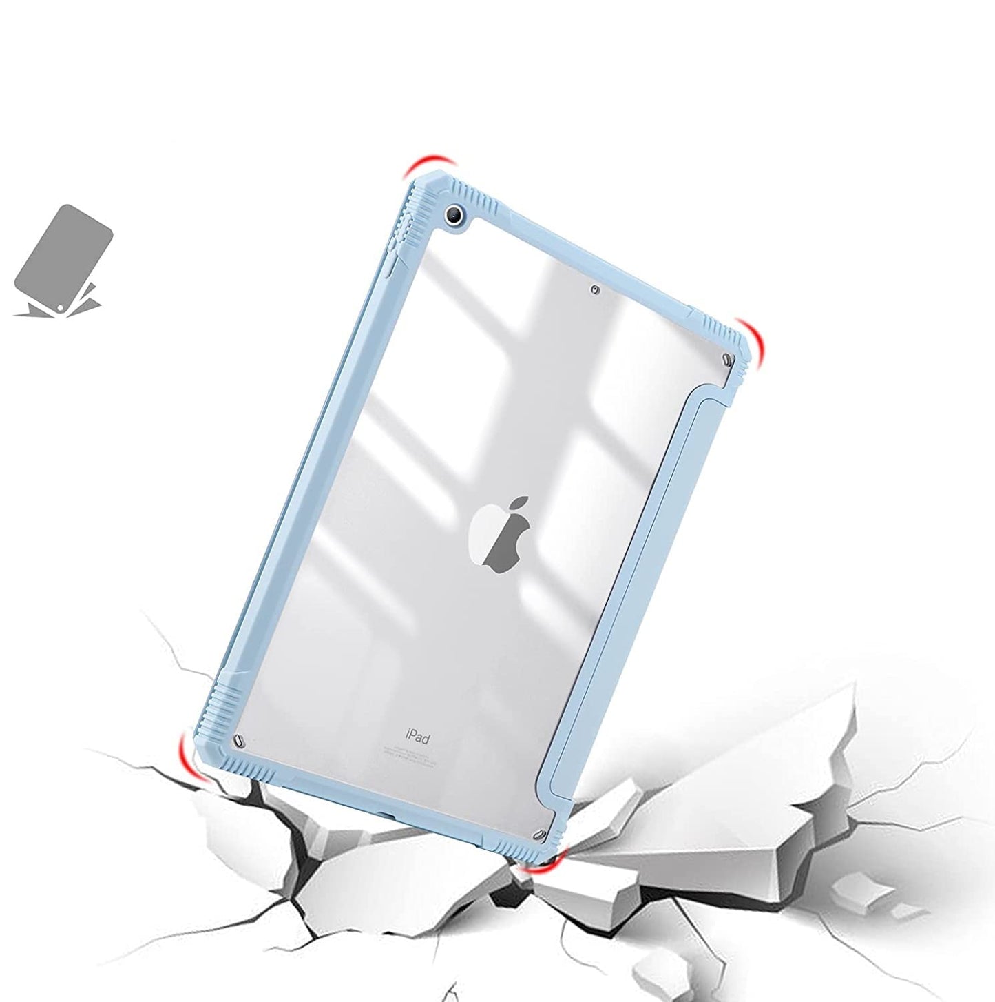 Smart Protective Case for iPad 8th/7th Generation 10.2 Inch, Shock Proof with Auto Wake/Sleep and Translucent Frosted Hard Back Cover