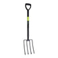 KKTECH Digging Fork Gardening Hand Tool - Durable and Heavy Duty Garden Fork with Long Handle, Carbon Steel Shaft, and PVC Grip - Black