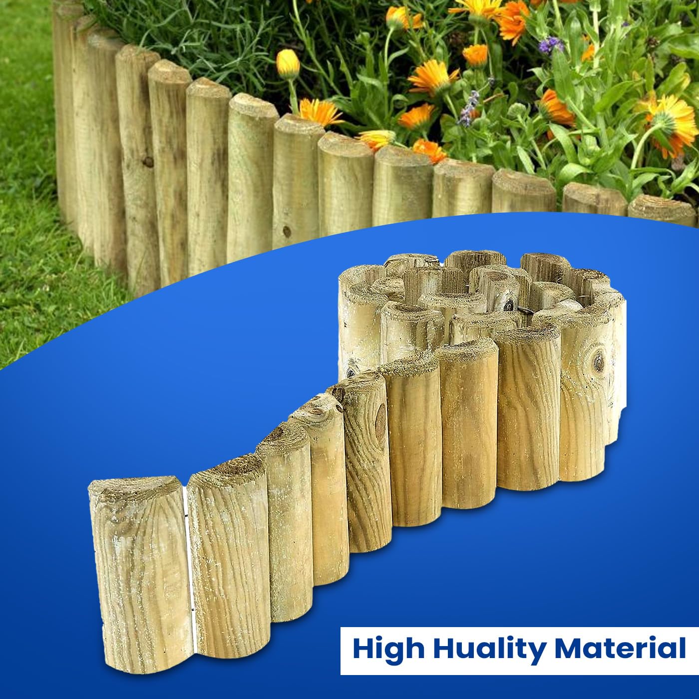 KKTECH Lawn Edging - Flexible Garden Fence Roll Log for Garden Edging and Garden Edging Border, Durable Outdoor Landscape Border, Easy Installation for Landscaping Projects 1.8m x 15cm