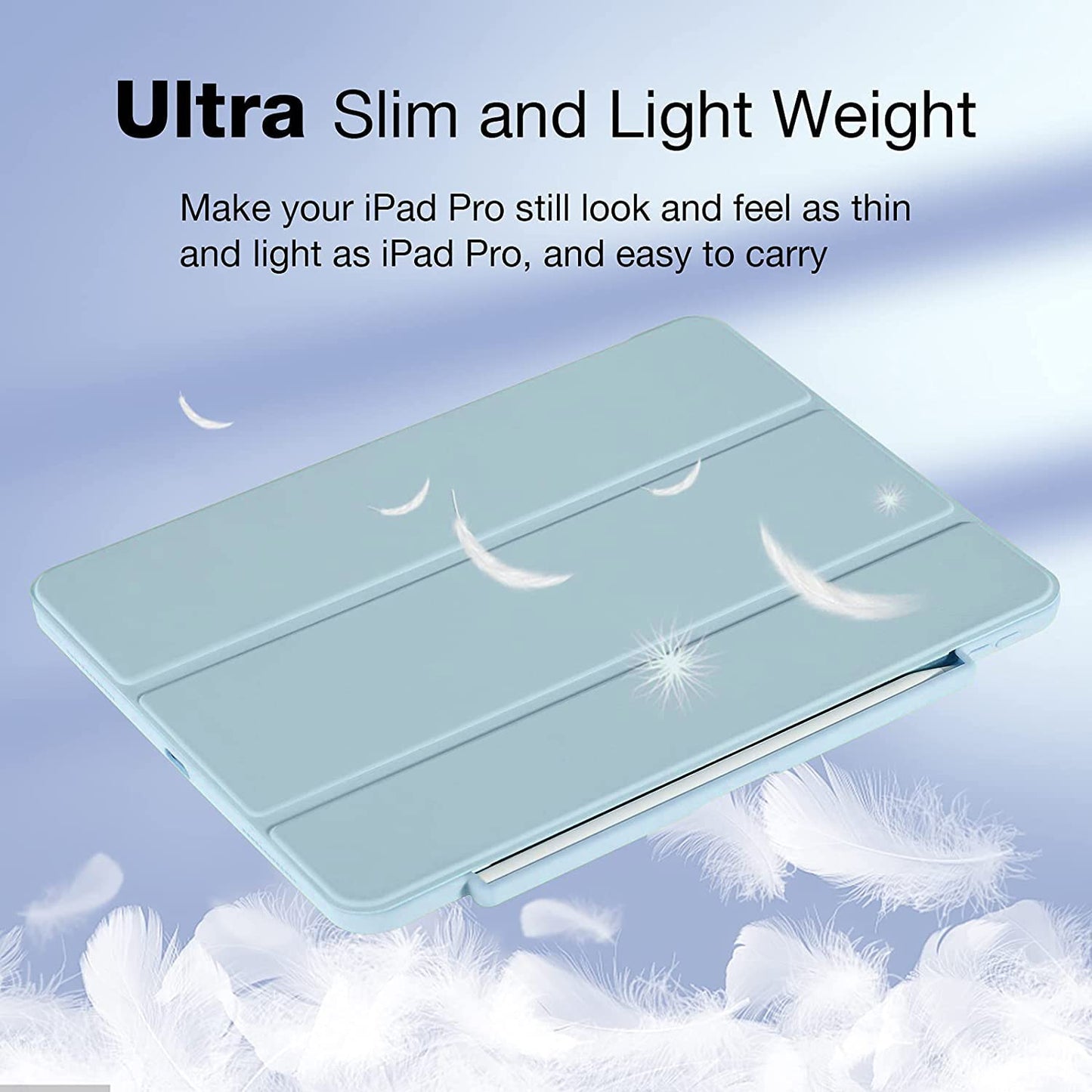 Smart Protective Case for iPad Pro 11 2020/2018, Support Apple Pencil 2, Shock Proof with Auto Wake/Sleep Function and Frosted Translucent Hard Back Cover