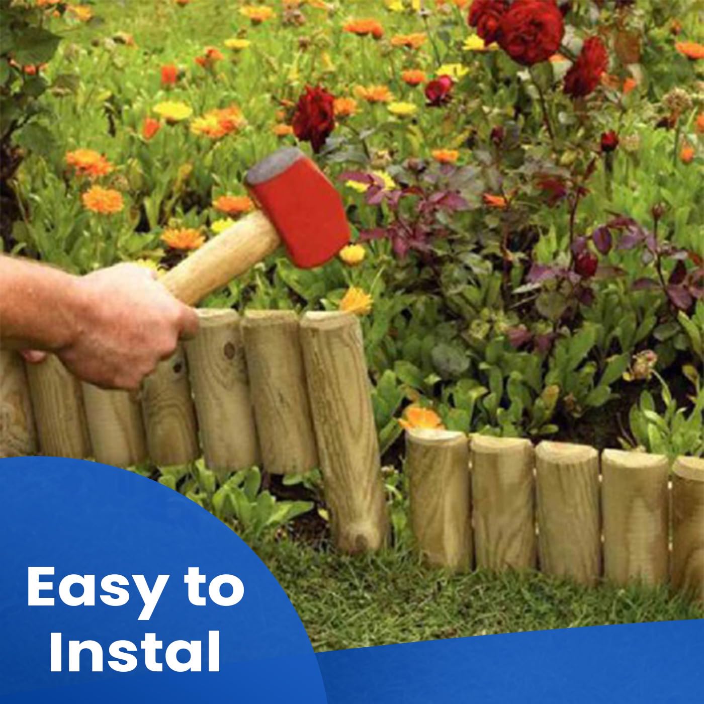 KKTECH Garden Edging Border - Picket Fencing Border Fence for Landscaping and Decorative Garden Design - Durable and Weather-Resistant Panels for Outdoor Use 100 L x 6 W x 15 H CM