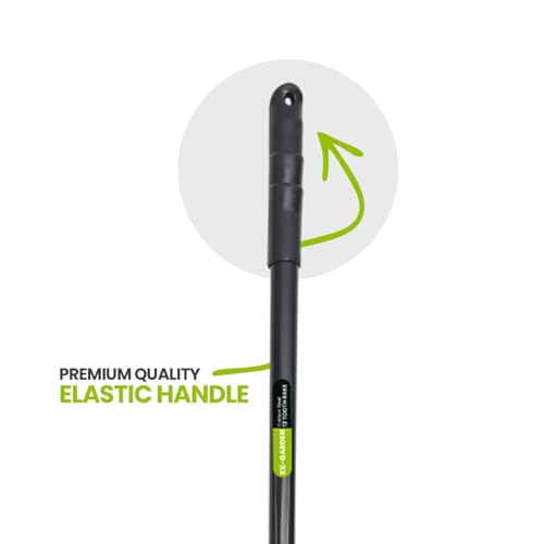 KKTECH High Grade Carbon Fibre Garden Rake for Soil - Long Lasting, Durable, Lightweight, 12-Tine Metal Rake Head - Heavy Duty Garden Rake for Gardening - Black (120 x 32 x 9 ) cm
