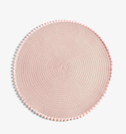 KKTECH Round Braided Placemats Set Of 4 For Dining Table, Waterproof and Washable Circle Table Mats - Non-Slip Heat-Resistant Vinyl Place Mats - 15 Inches Diameter
