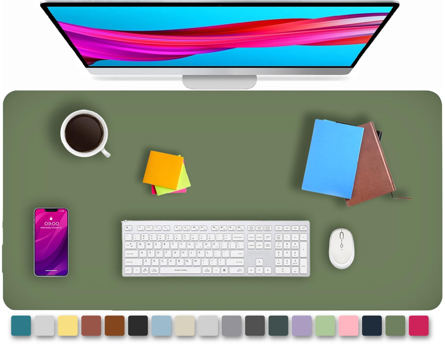 KKTECH Premium Leather Desk Mat, Water Proof, Easy Cleaning, Anti-Slip Desk Pad for Laptop, Keyboard Mat and Mouse Mats for Desk, Writing Easily
