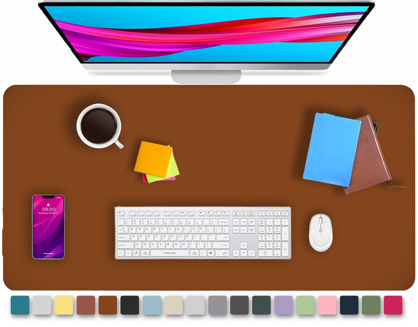 KKTECH Premium Leather Desk Mat, Water Proof, Easy Cleaning, Anti-Slip Desk Pad for Laptop, Keyboard Mat and Mouse Mats for Desk, Writing Easily