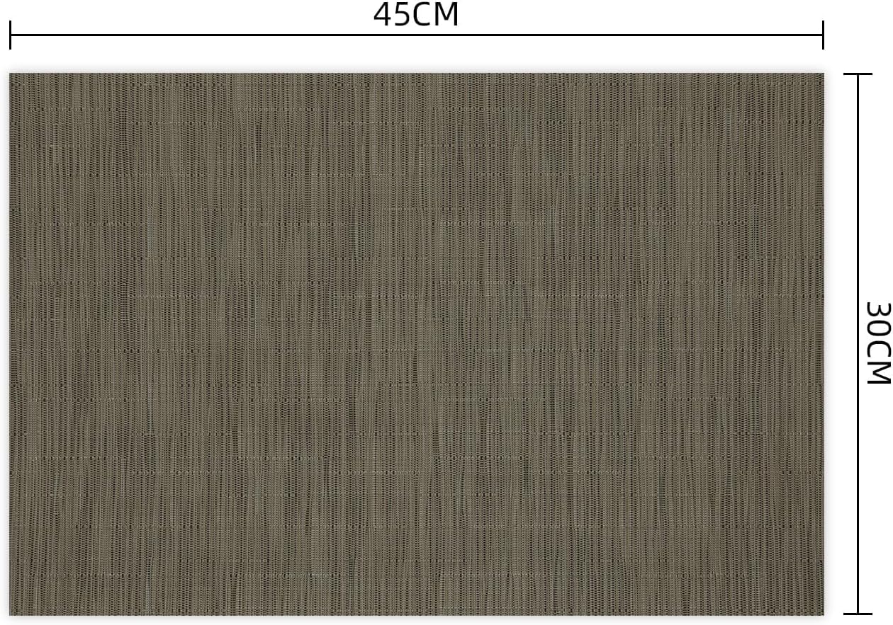 KKTECH Placemats Set of 6, Washable Non-slip Heat Insulation Woven Vinyl Place Mats for Table, Elegant Table Mats for Kitchen and Dining Room, Perfect for Home Decor (18"x12")