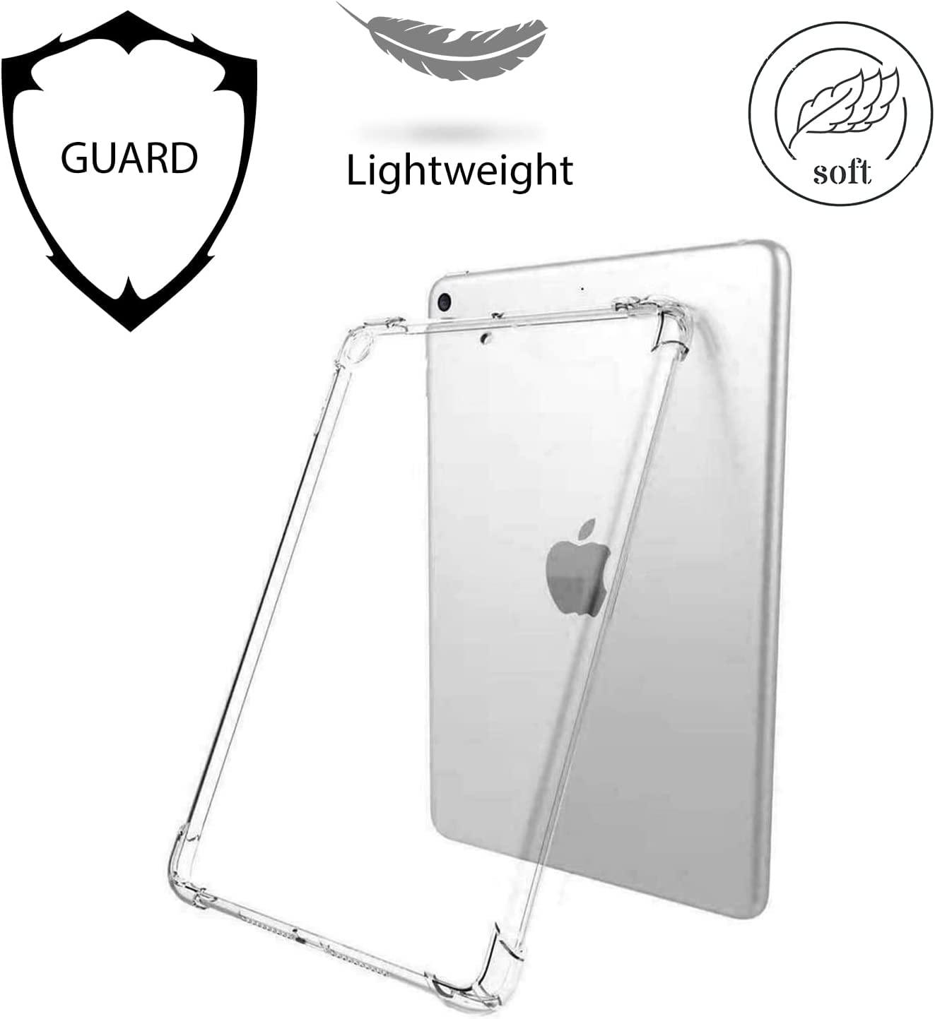Apple iPad 9.7" 2017/2018/Air 1/Air 2 9.7'' Case, Transparent Slim Silicone Soft TPU Table Case Shock Absorption