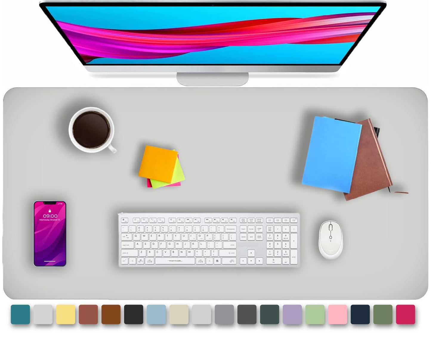 KKTECH Premium Leather Desk Mat, Water Proof, Easy Cleaning, Anti-Slip Desk Pad for Laptop, Keyboard Mat and Mouse Mats for Desk, Writing Easily