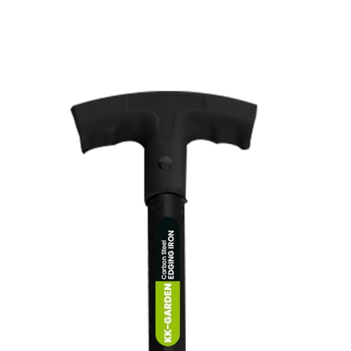 KKTECH Heavy Duty Half Moon Lawn Edger Tool – Carbon Steel Garden Edging Knife for Borders, Landscaping, Trimming, and Clean Lawn Edges - Black