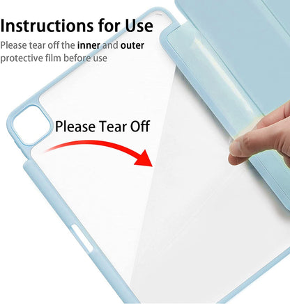 Smart Protective Case for iPad Pro 11 2020/2018, Support Apple Pencil 2, Shock Proof with Auto Wake/Sleep Function and Frosted Translucent Hard Back Cover
