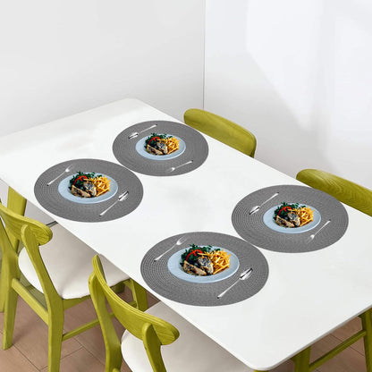 KKTECH Christmas Placemats - Set of 4 Round Place Mats for Table, Washable & Waterproof Table Mats, Heat Resistant for Home, Party, Wedding Décor, 38cm