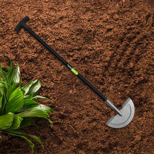 KKTECH Heavy Duty Half Moon Lawn Edger Tool – Carbon Steel Garden Edging Knife for Borders, Landscaping, Trimming, and Clean Lawn Edges - Black