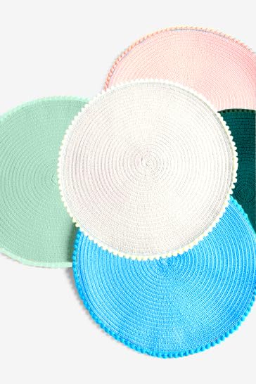 KKTECH Round Braided Placemats Set Of 4 For Dining Table, Waterproof and Washable Circle Table Mats - Non-Slip Heat-Resistant Vinyl Place Mats - 15 Inches Diameter