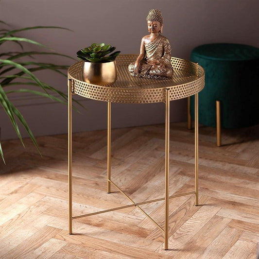 KKTECH Round Coffee Table - Elegant Side Table for Living Room, Modern Coffee Tables with Durable Finish, Stylish and Functional Design for Home Decor, Perfect Accent Piece for Any Space 47x43x43cm