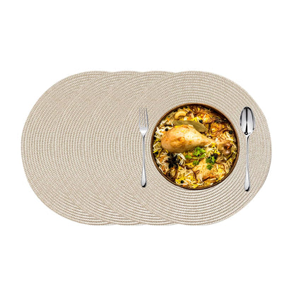 KKTECH Christmas Placemats - Set of 4 Round Place Mats for Table, Washable & Waterproof Table Mats, Heat Resistant for Home, Party, Wedding Décor, 38cm