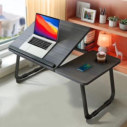 KKTECH Multi-Functional Laptop Bed Desk Table with Foldable Legs and Cup Slot - Perfect for Work, Relaxation, and Leisure