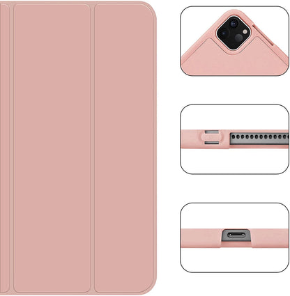 Protective Case for iPad Pro 11 Inch 2020/2018 with Pencil Holder, Silicone Soft TPU, Slim Lightweight Trifold Stand [Support Pencil Charging]