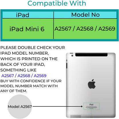 Smart Case for iPad Mini 6 (2021) 8.3 inch A2567 A2568 Magnetic Stand Case with Sleep/Wake Function