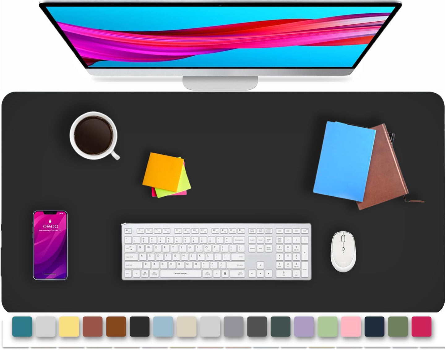 KKTECH Premium Leather Desk Mat, Water Proof, Easy Cleaning, Anti-Slip Desk Pad for Laptop, Keyboard Mat and Mouse Mats for Desk, Writing Easily